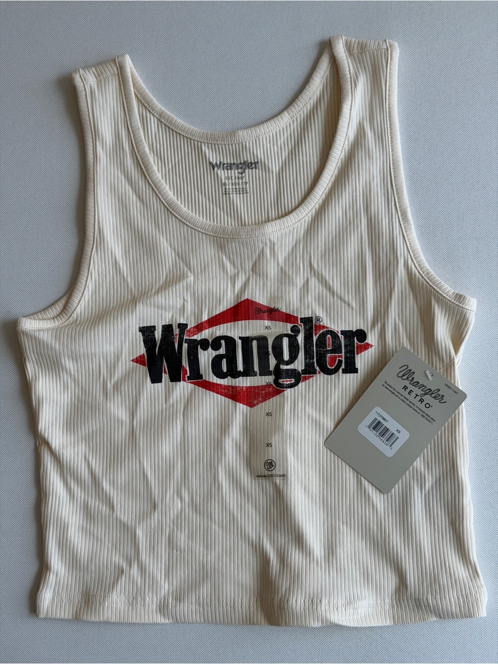 NWT Wrangler Triangle Logo Graphic Ribbed Tank - Picture 7 of 9